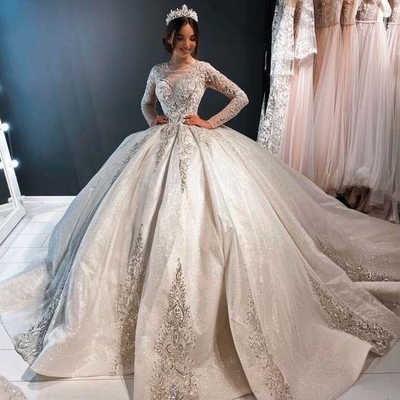 Elegant Silver Bridal Gown